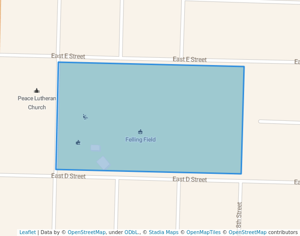 walking in Felling Park map in McCook