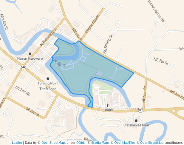 walking in Clatskanie City Park map in Clatskanie
