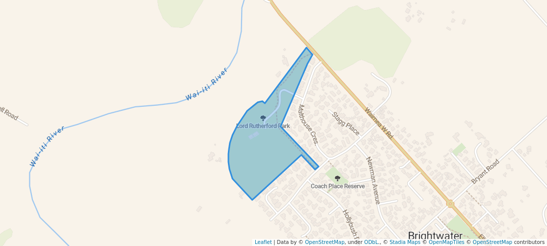 walking in Lord Rutherford Park map in Brightwater