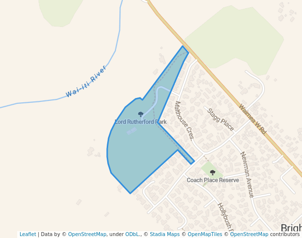 walking in Lord Rutherford Park map in Brightwater