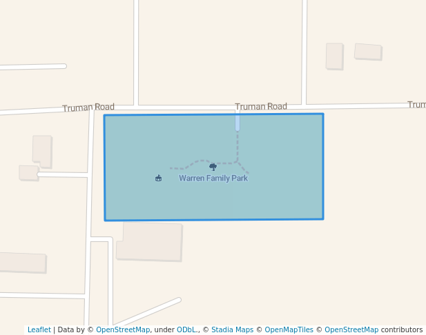 walking in Warren Family Park map in Osceola