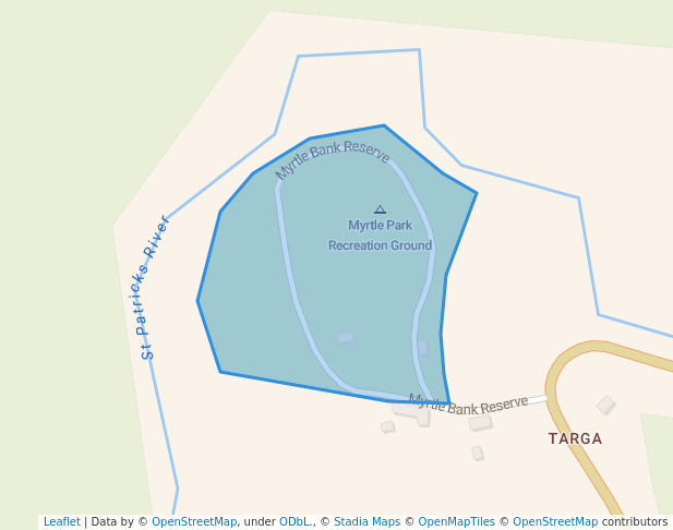 walking in Myrtle Park Recreation Ground map in Targa