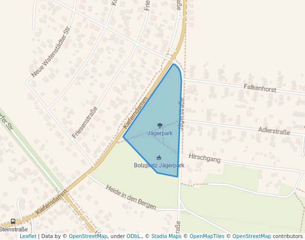 walking in Jägerpark map in Schöneiche bei Berlin