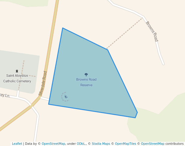 walking in Browns Road Reserve map in The Oaks