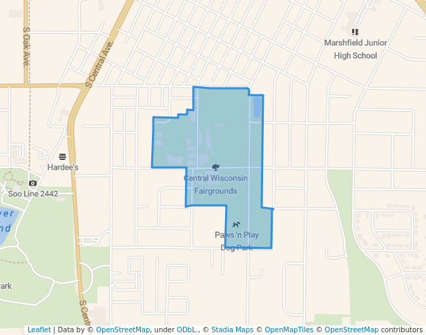 walking in Central Wisconsin Fairgrounds map in Marshfield