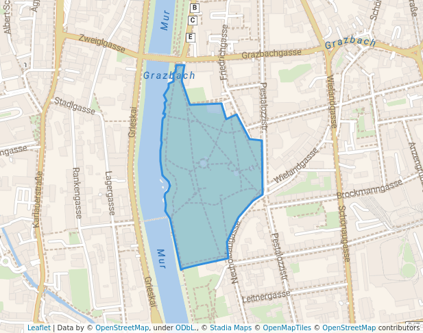 walking in Augarten map in Graz