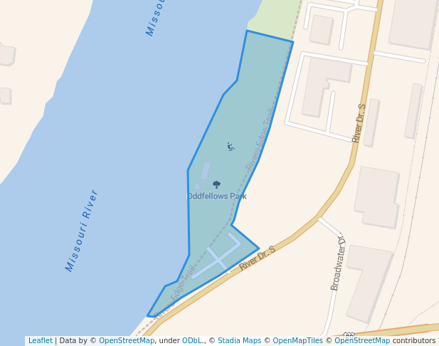 walking in Oddfellows Park map in Great Falls