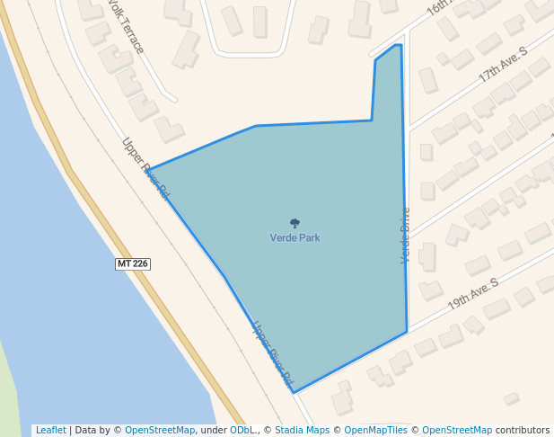 walking in Verde Park map in Great Falls