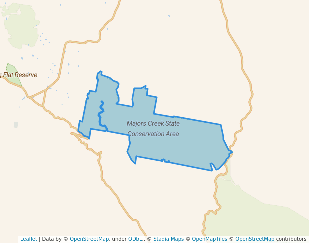 walking in Majors Creek State Conservation Area map in Araluen