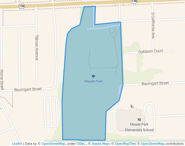 walking in Meade Park map in Danville