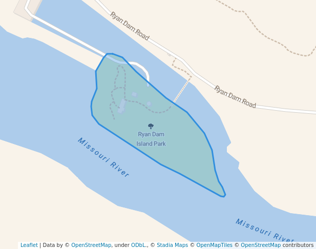 Ryan Dam Island Park in Great Falls | Map and Routes