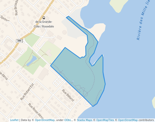 walking in Parc Charbonneau map in Rosemère