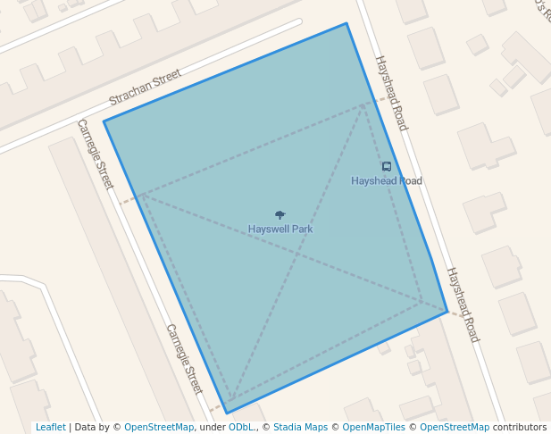 walking in Hayswell Park map in Arbroath