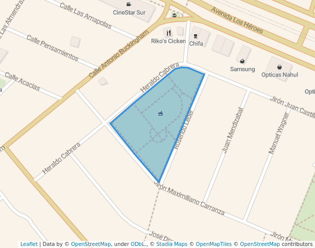 walking in Parque María Parado de Bellido map in San Juan de Miraflores