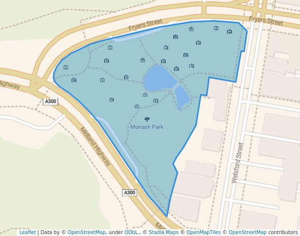 walking in Monash Park map in Shepparton