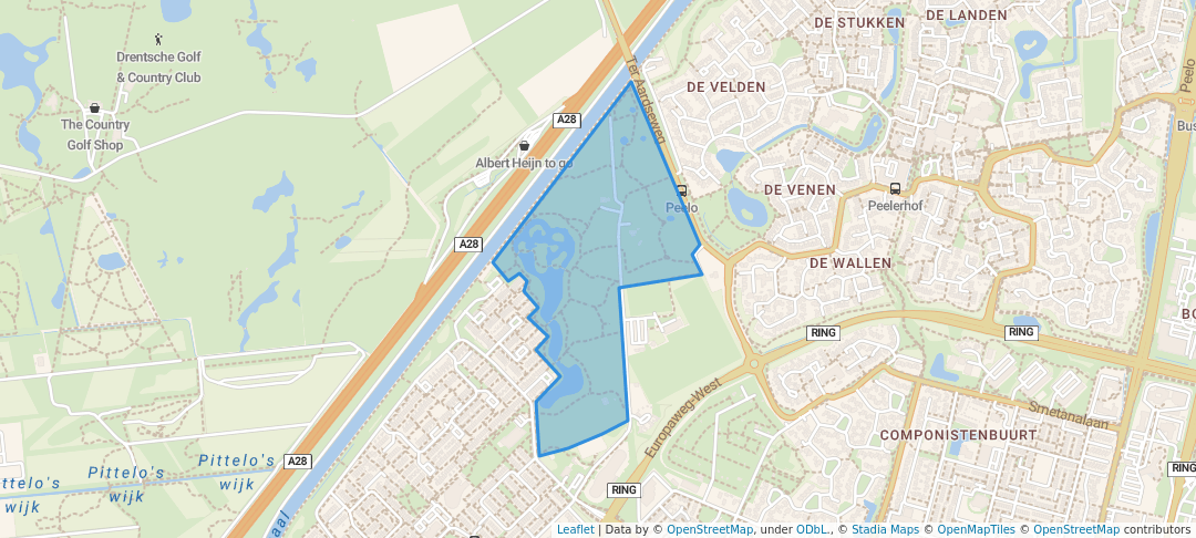 walking in Recreatiepark Pittelo map in Assen