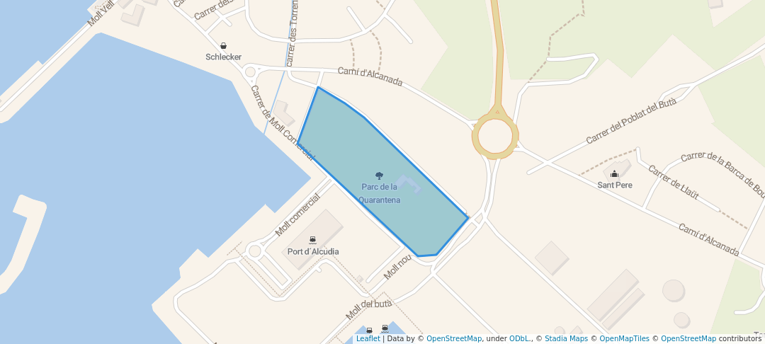 walking in Parc de la Quarantena map in Alcúdia