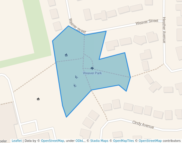 walking in Weaver Park map in Cambridge