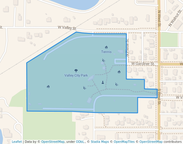 walking in Valley City Park map in Valley