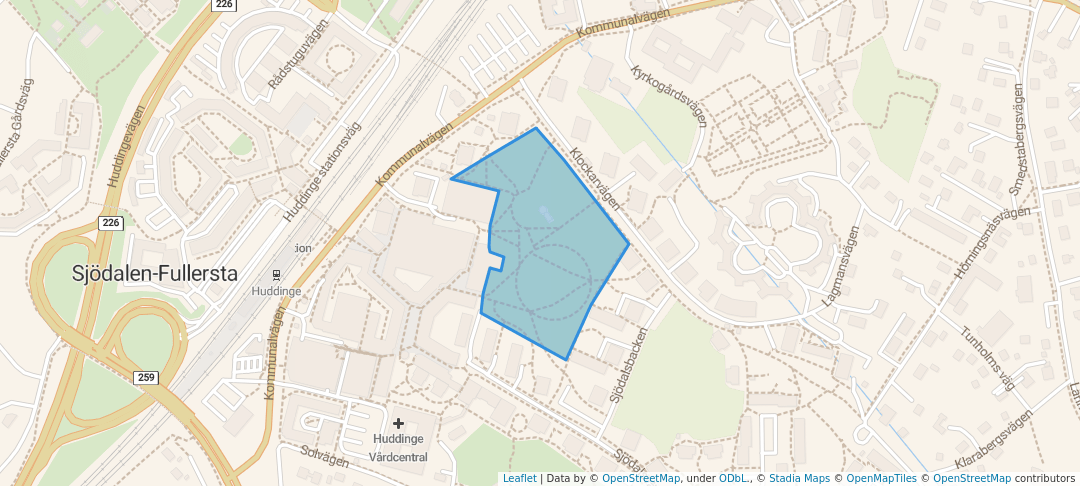 walking in Sjödalsparken map in Huddinge