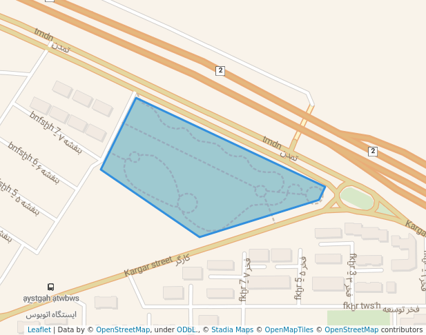 walking in Tamaddon Park map in Zibashahr