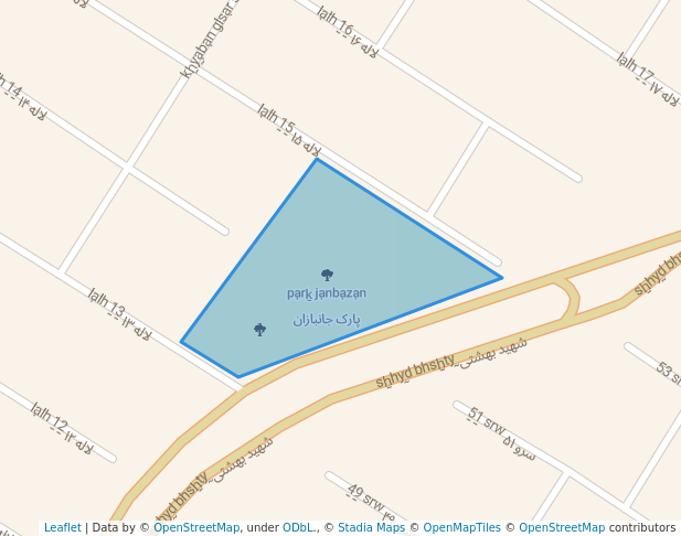 walking in پارک جانبازان map in Zibashahr