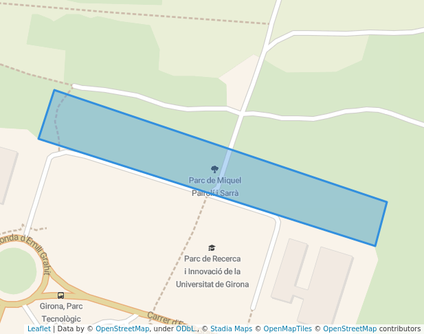 walking in Parc de Miquel Pairolí i Sarrà map in Girona