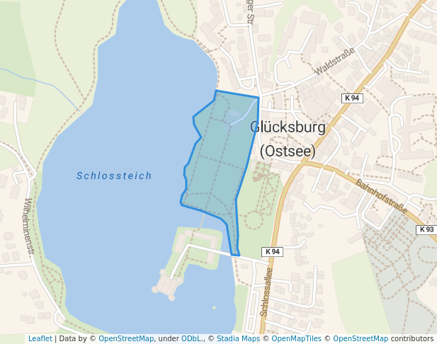 walking in Schlosspark map in Glücksburg (Ostsee)