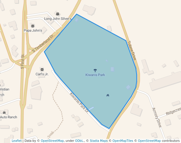 walking in Kiwanis Park map in Lufkin