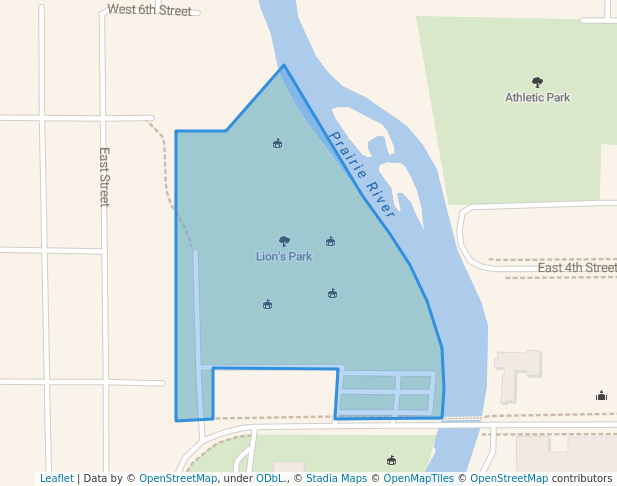 walking in Lion's Park map in Merrill