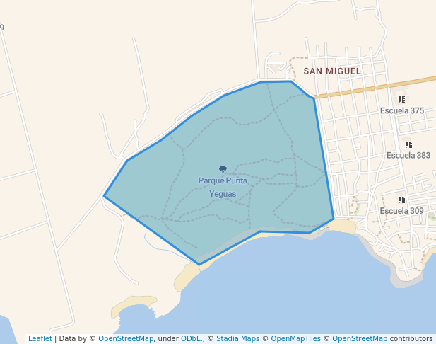 walking in Parque Punta Yeguas map in Montevideo