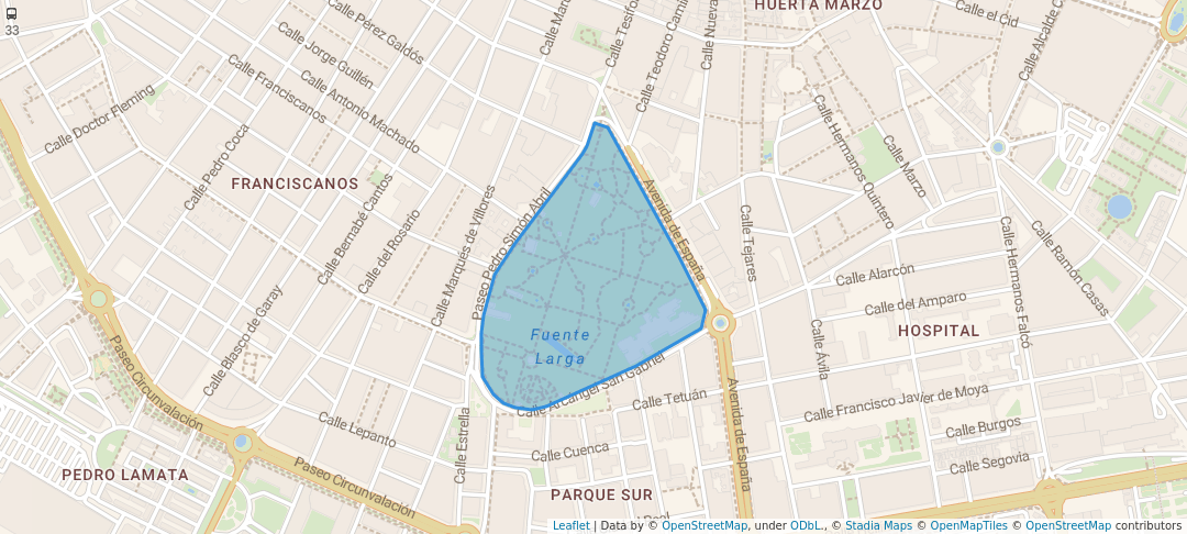 walking in Parque Abelardo Sánchez map in Albacete