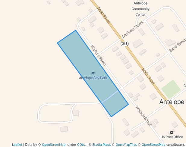 walking in Antelope City Park map in Antelope