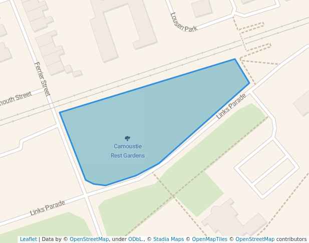 walking in Carnoustie Rest Gardens map in Carnoustie