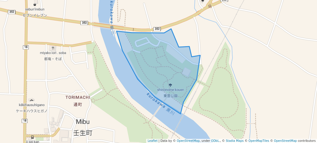walking in 東雲公園 map in Mibu