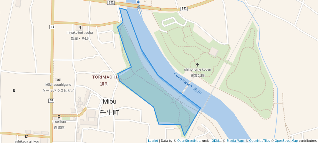 walking in 東雲公園 map in Mibu