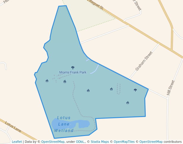 walking in Morris Frank Park map in Lufkin