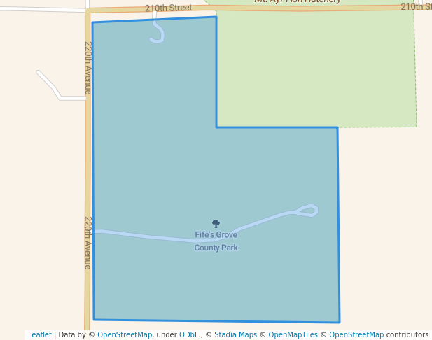 walking in Fife's Grove County Park map in Mount Ayr