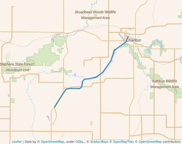 walking in Cinder Path Bike Trail map in Chariton