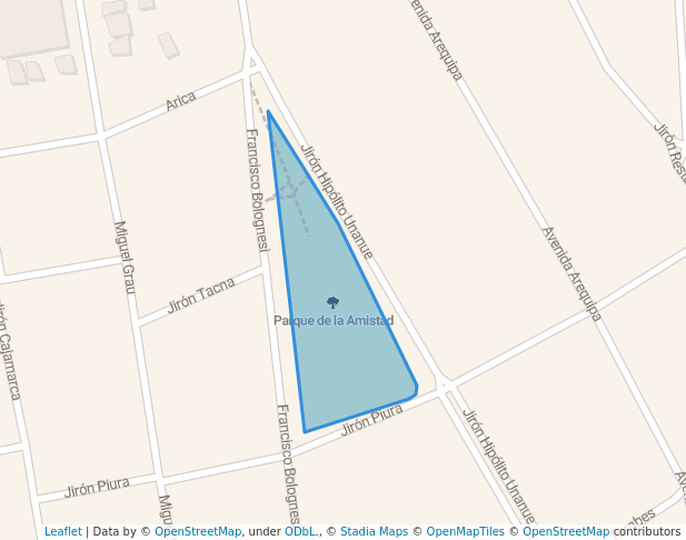 walking in Parque de la Amistad map in Arequipa