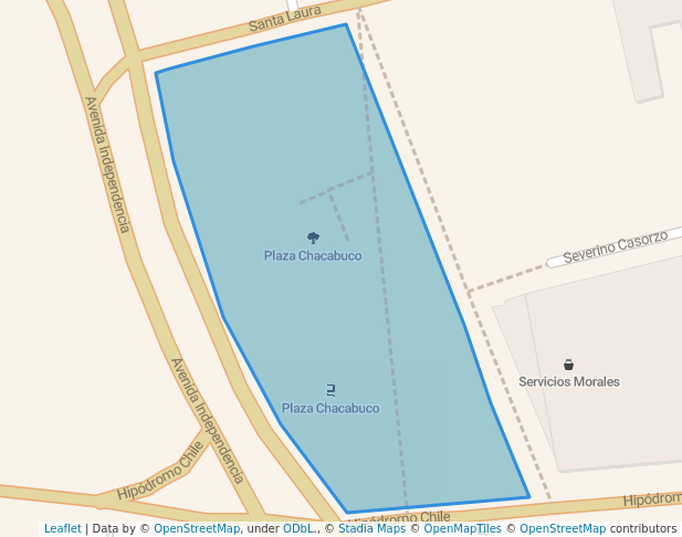 walking in Plaza Chacabuco map in Santiago