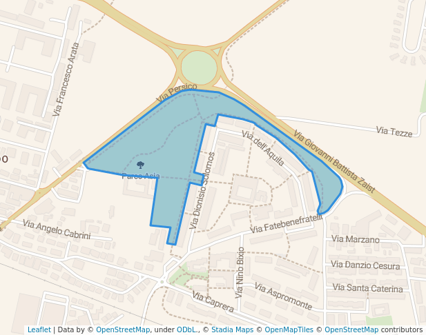 walking in Parco Asia map in Cremona