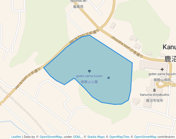 walking in 御殿山公園 map in Kanuma