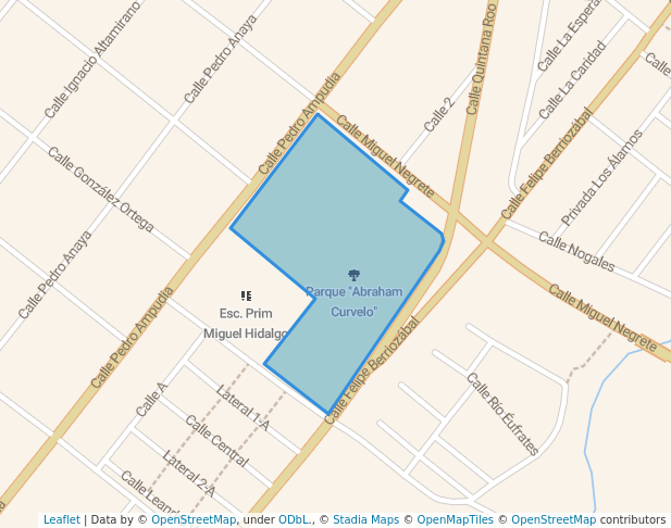 walking in Parque "Abraham Curvelo" map in Saltillo