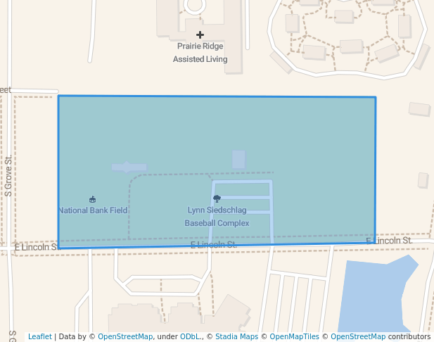 walking in Lynn Siedschlag Baseball Complex map in Waupun