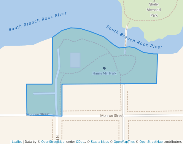 walking in Harris Mill Park map in Waupun