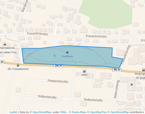 walking in Stadtpark map in Straubing