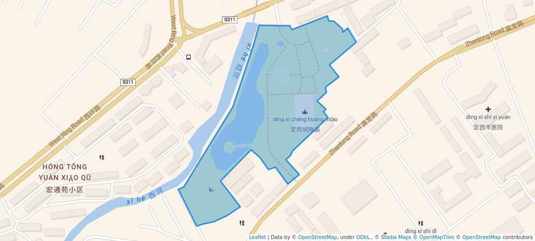 walking in 玉湖公园 map in Ding Xi Shi