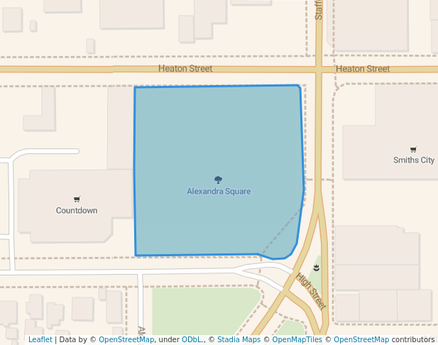 walking in Alexandra Square map in Timaru