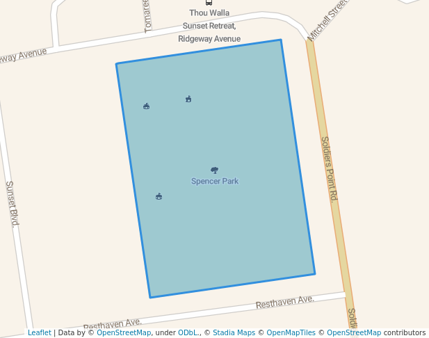 walking in Spencer Park map in Soldiers Point